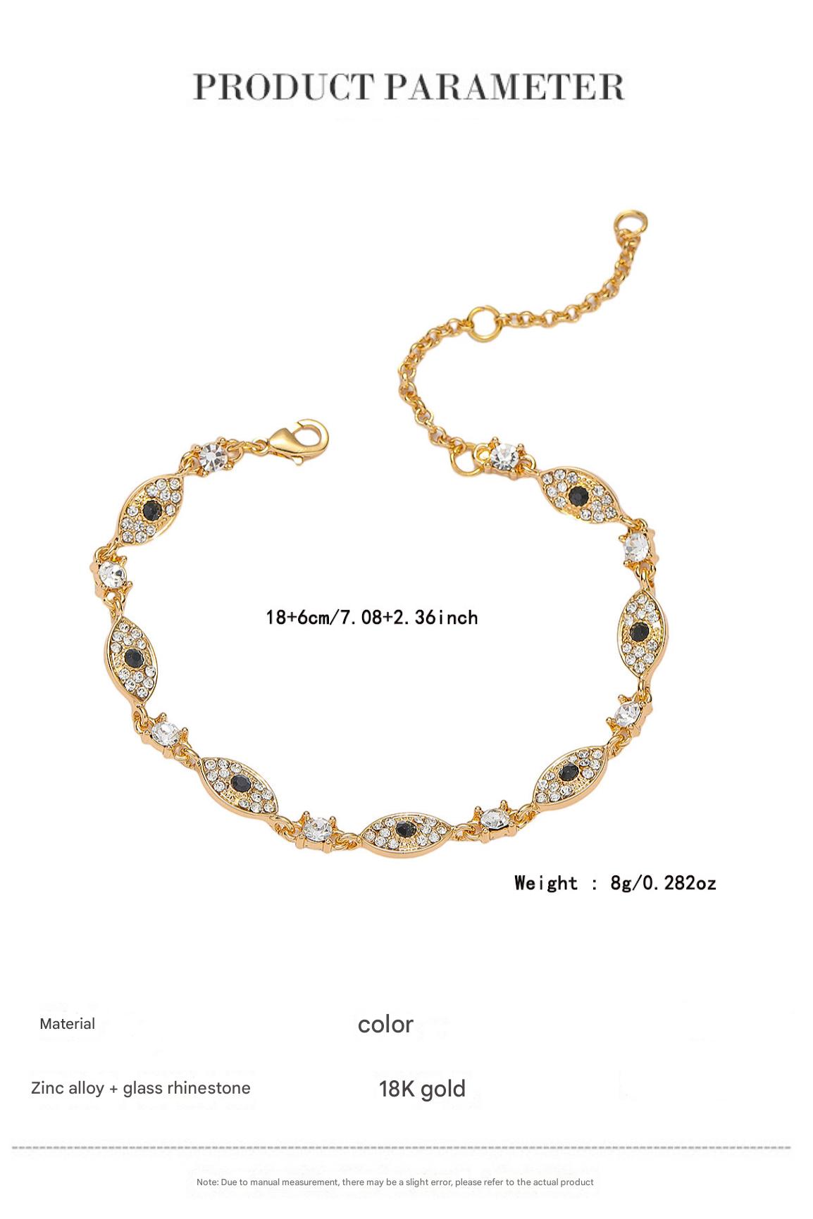 18K gold plated glass crystal eye fine bracelet