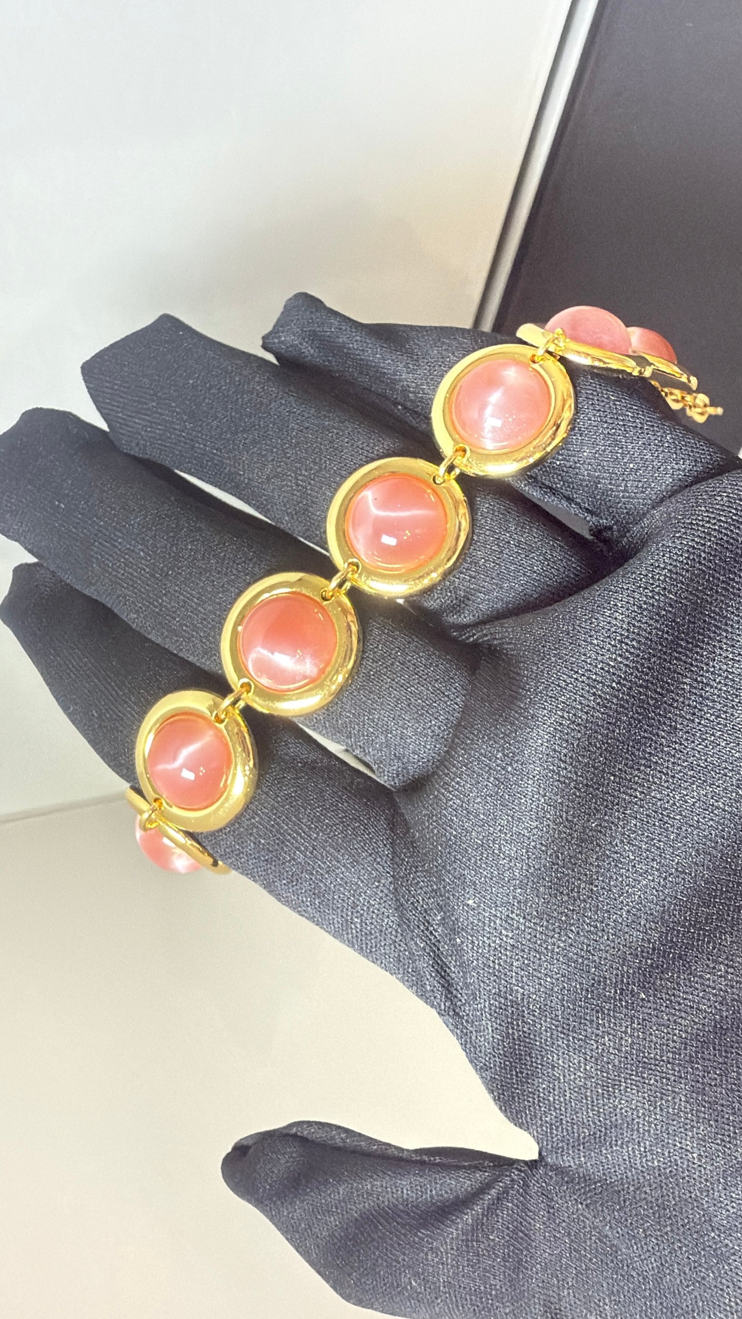 18K heavy gold plated vintage cat eye bracelet, Celeste Princess Collection