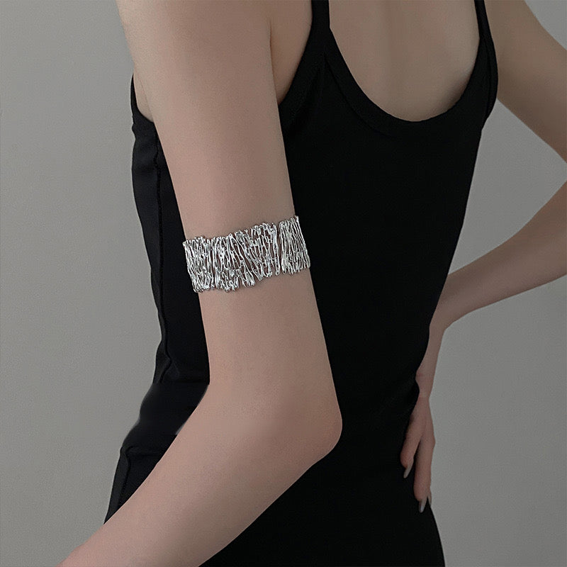 Alloy Bangle Bracelet with intricate organic pattern