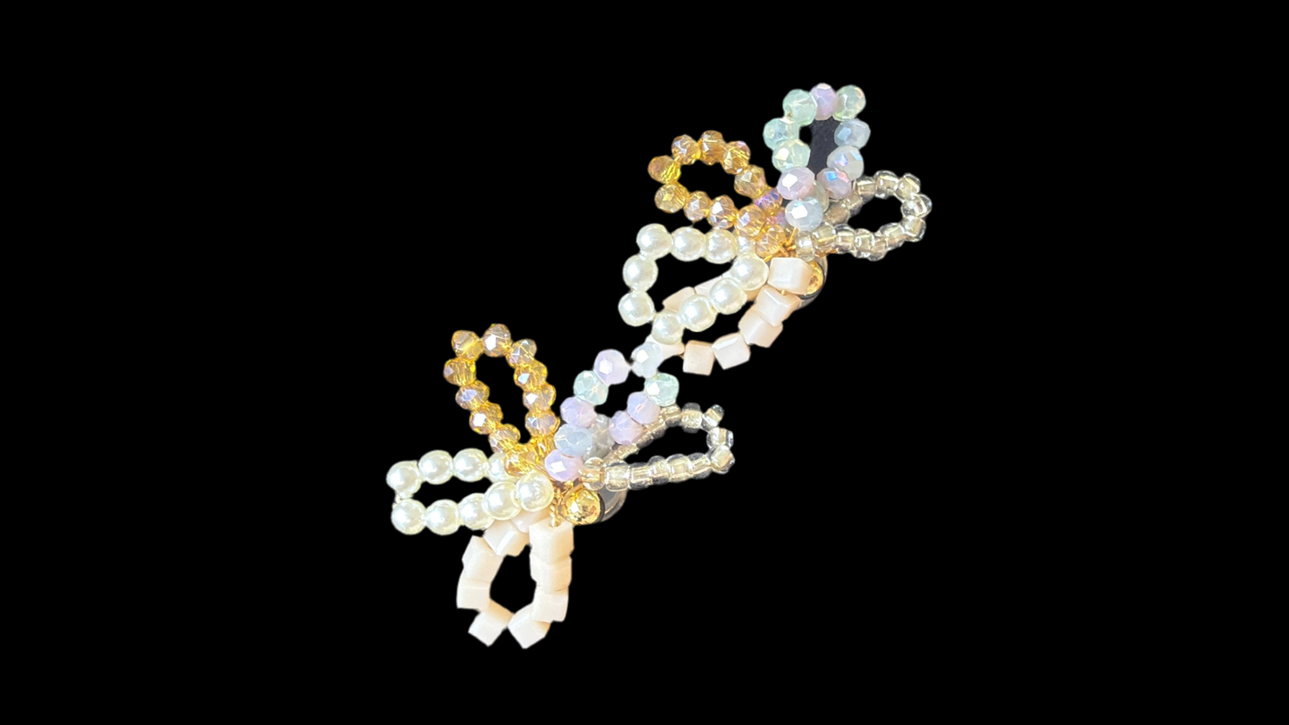 Handmade Beaded Flower Stud Earrings, 18K Gold Plated 925 Sterling Silver, Hypoallergenic Unique Elegant Jewelry for Women