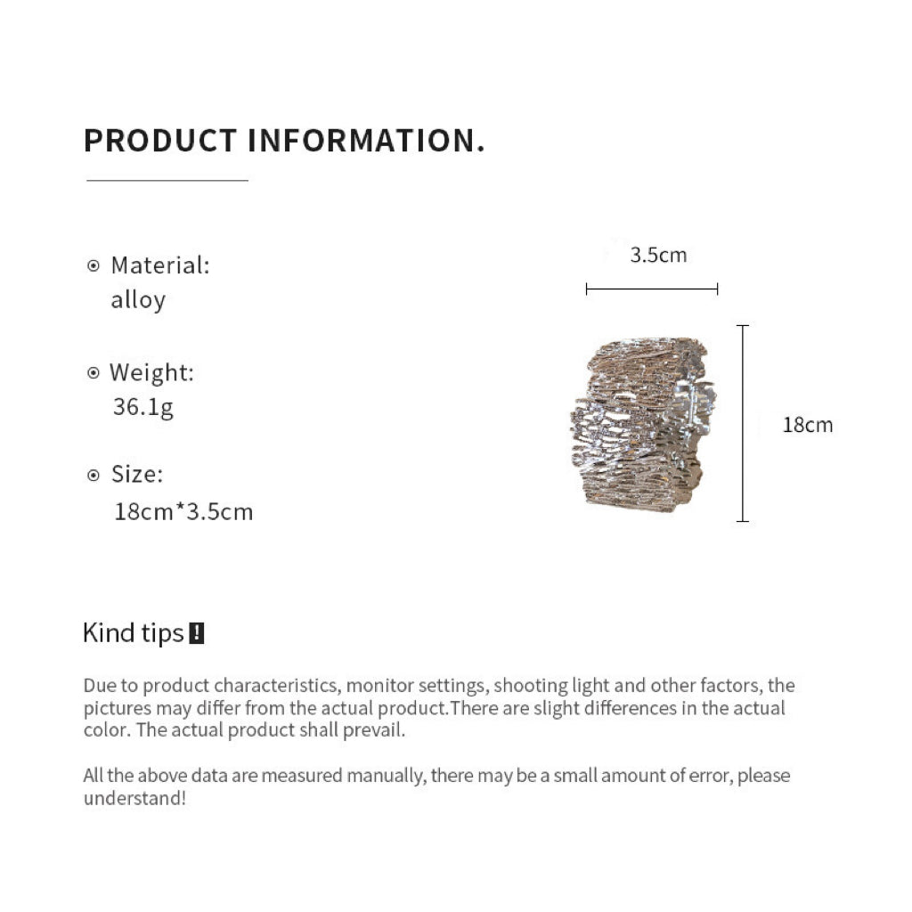 Textured Elegance- Alloy Bangle Bracelet with intricate organic pattern y2K
