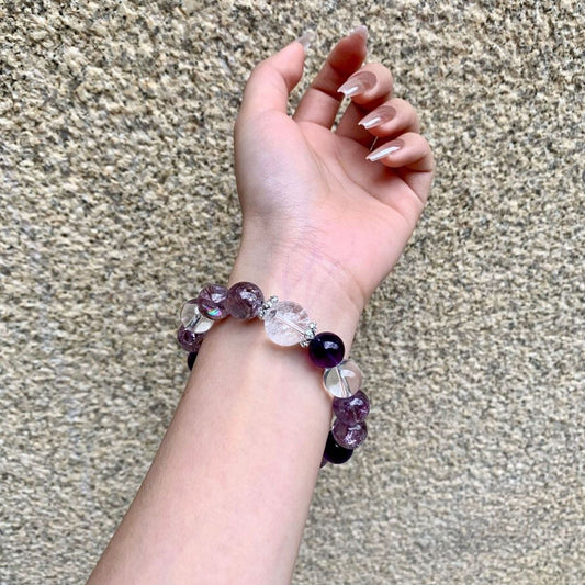 Mystic Harmony - purple & white crystal bracelet for balance and spirituality