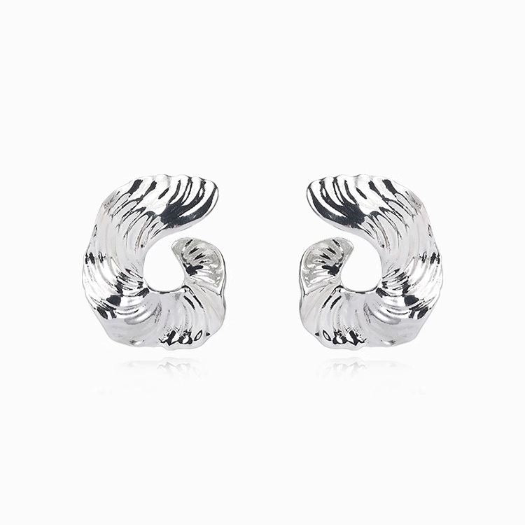 Ripple Bold - s925 silver large wave texture earrings minimalist & modern