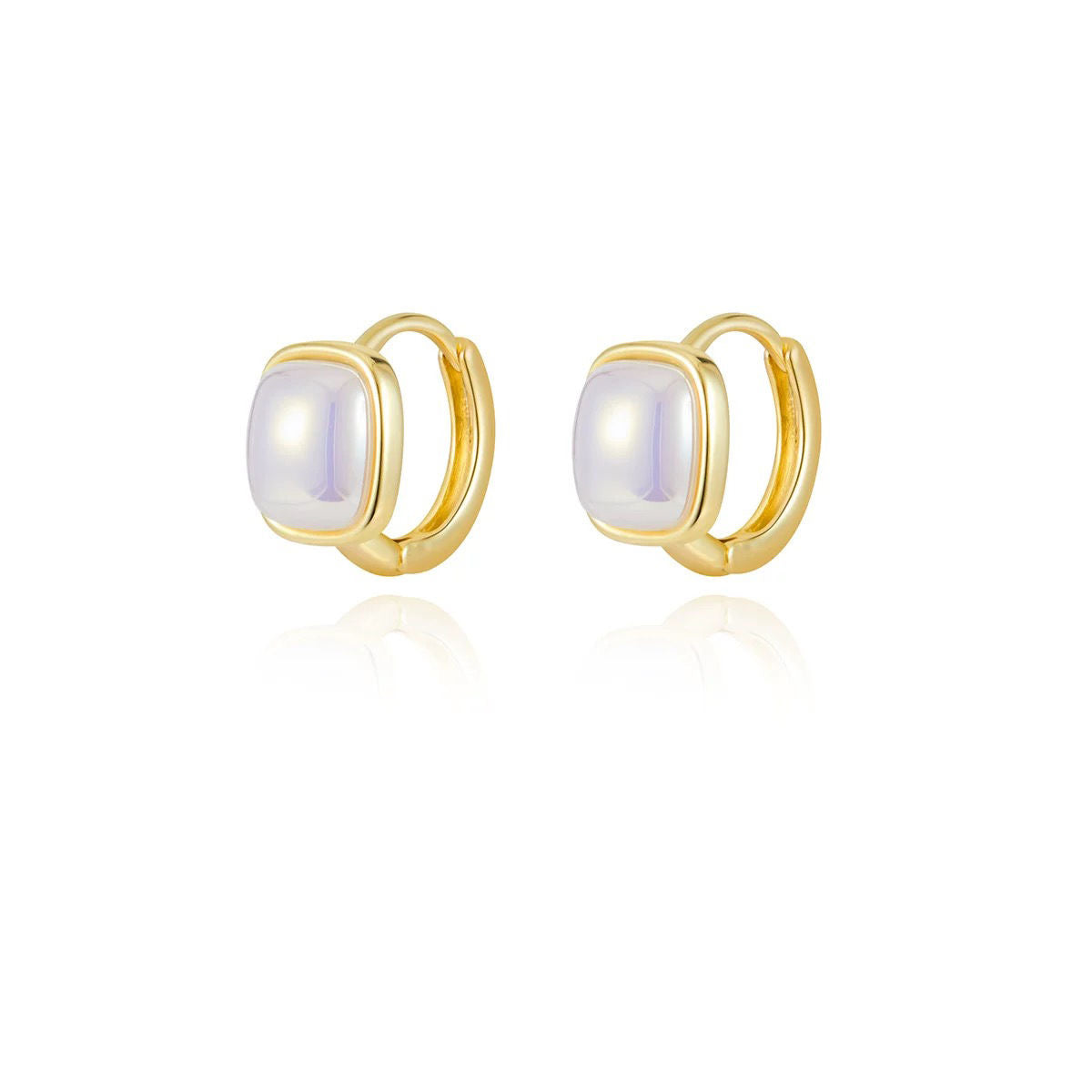 Square pearl earrings 14K Vintage Gold Earrings Gold Plated Pearl Earrings
