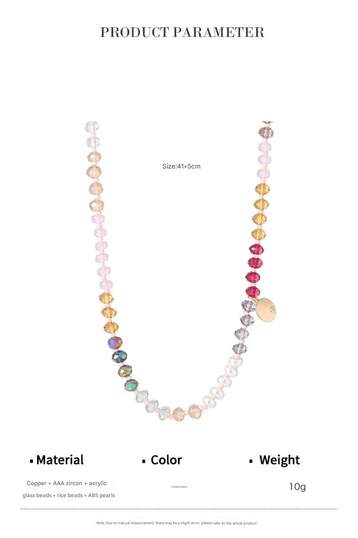 AAA Zircon, Copper, Acrylic, Glass Beads, ABS Pearl, Seed Beads
handmade multicolor faceted glass crystal beaded necklace