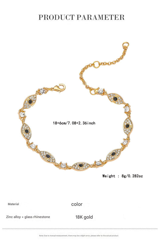 18K gold plated glass crystal eye fine bracelet 