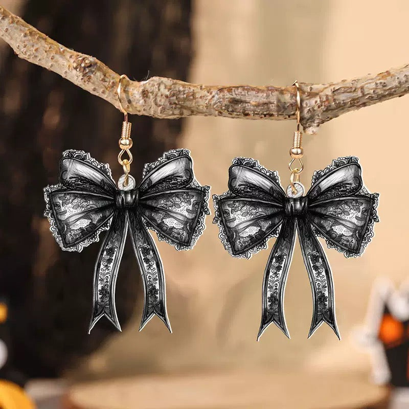 halloween gothic butterfly earrings and pumpkin earrings acrylic and aluminum alloy, spooky cute halloween accessories for women