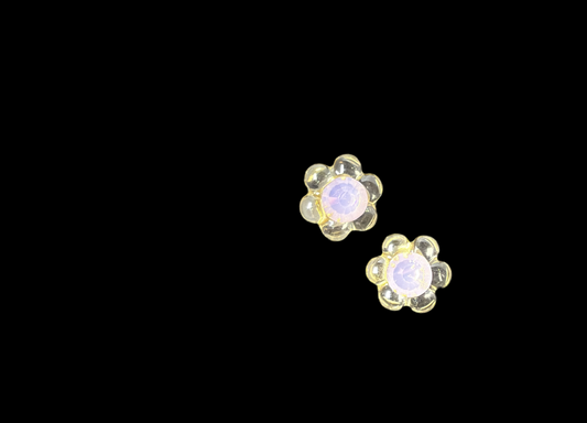 Colorful transparent flower stud earrings,
