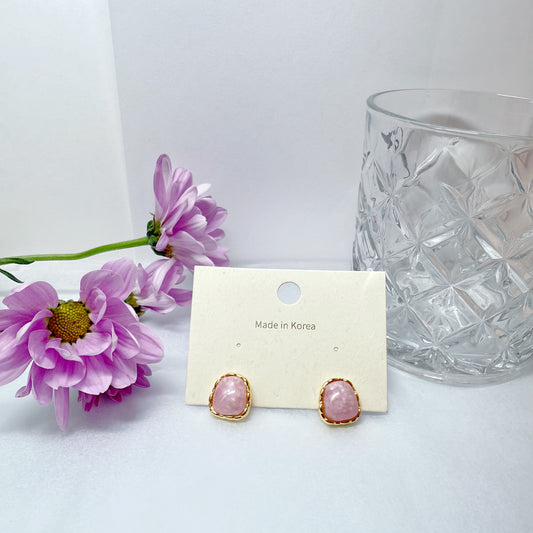 Blush Aura - 14K gold edged pink mother of pearl earrings

