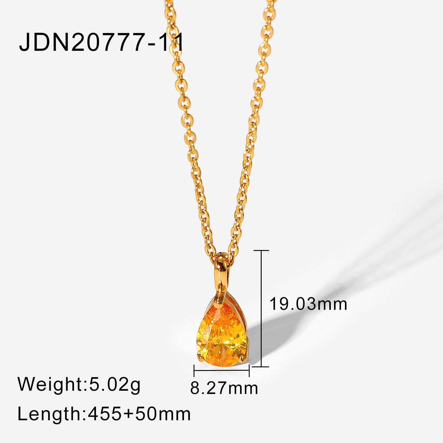 Ruby & Sunbeam - Gold titanium Necklace with yellow crystal pendants 
