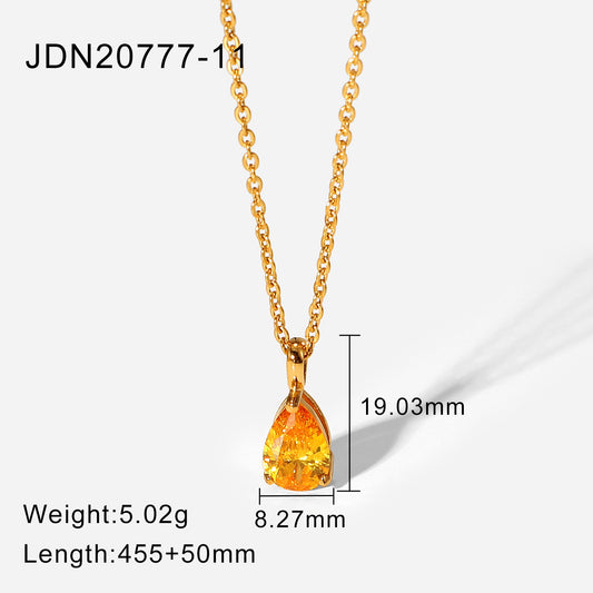 Ruby & Sunbeam - Gold titanium Necklace with yellow crystal pendants 