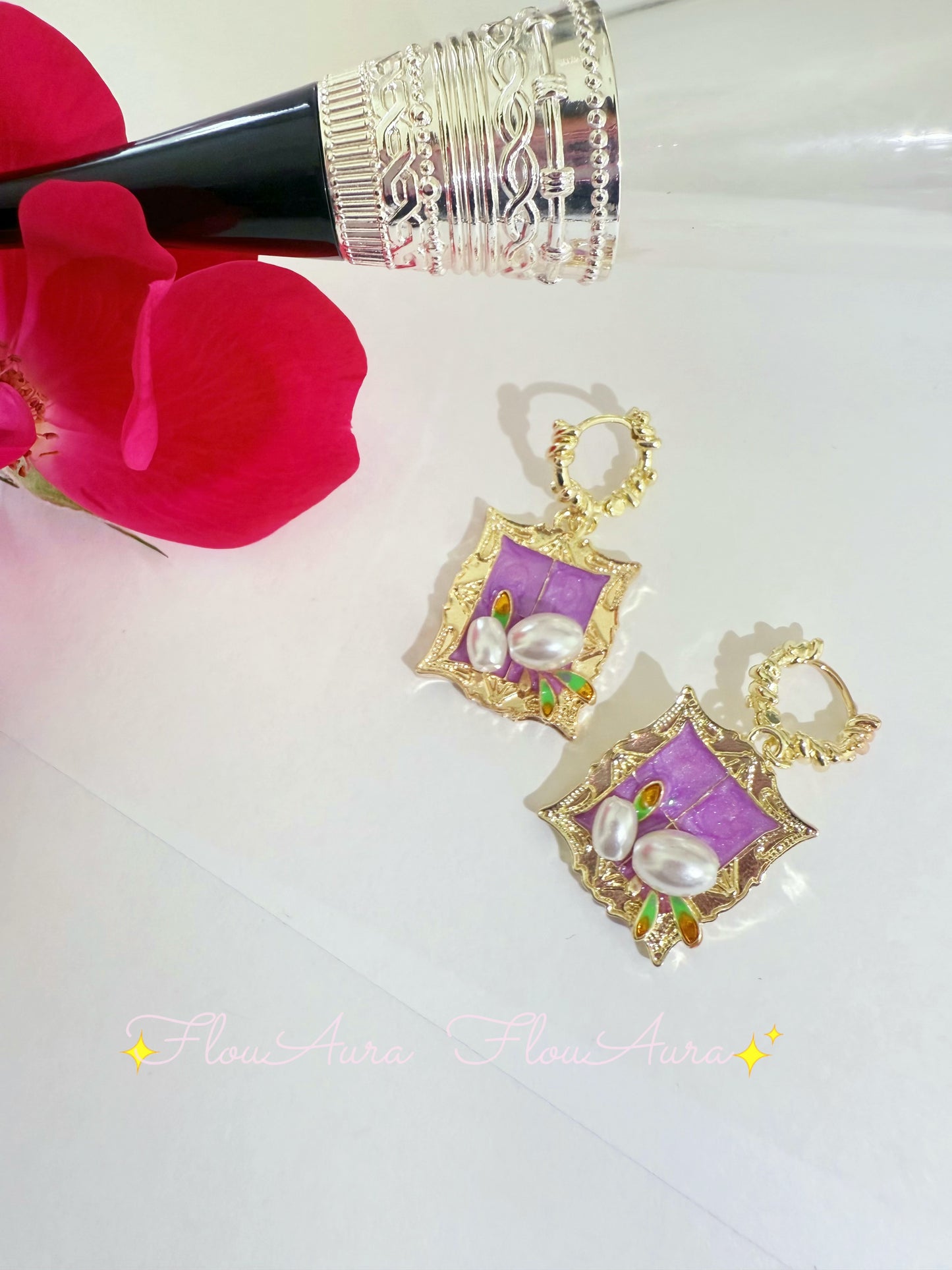 Monet Garden Baroque Element Pearl Earrings Oil Painting Style Retro Earrings
