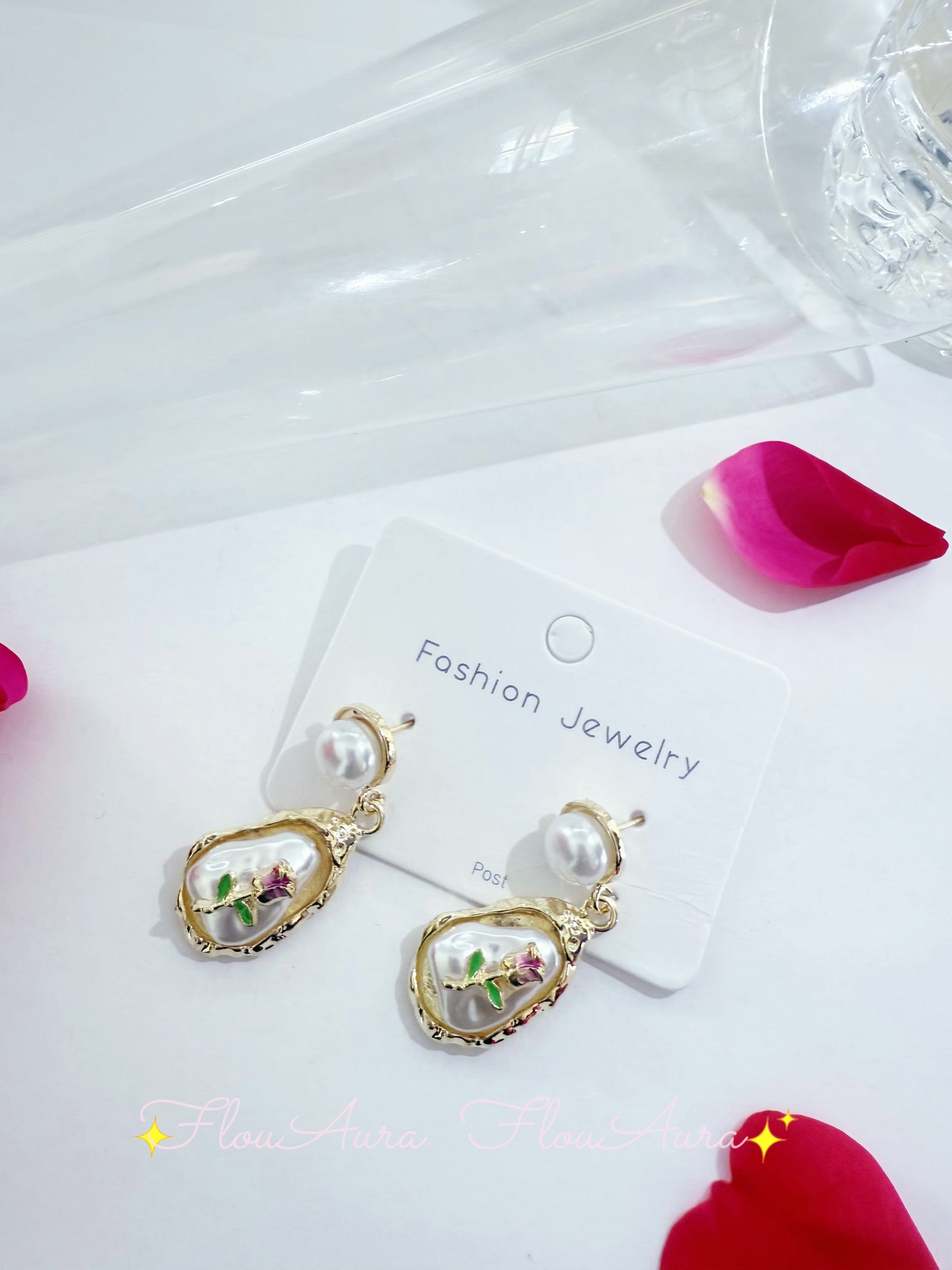 Monet Garden Baroque Element Pearl Earrings Oil Painting Style Retro Earrings