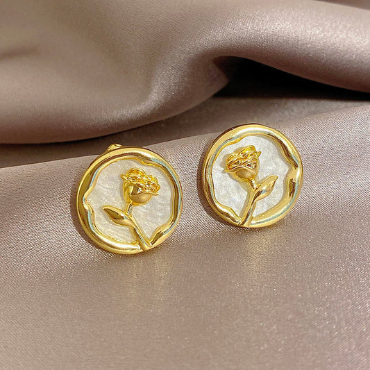 Monet Garden Baroque Element Pearl Earrings Oil Painting Style Retro Earrings