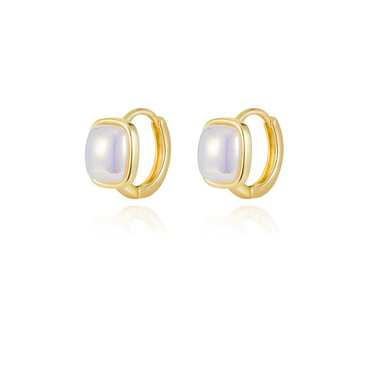 Square pearl earrings 14K Vintage Gold Earrings  Gold Plated Pearl Earrings