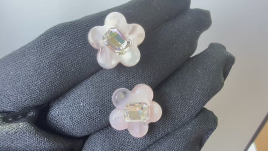 Sakura Pink Flower Zircon Earrings, Sweet Elegant 18K Gold Plated 925 Sterling Silver, Hypoallergenic Jewelry for Women